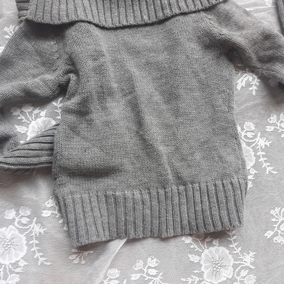 Gray Foldover Sailor Collar Sweater Pink Logo M - Picture 6 of 8